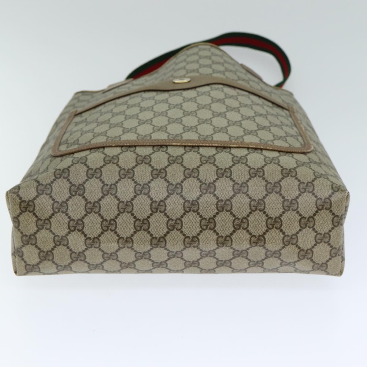 GUCCI GG Supreme Web Sherry Line Tote Bag PVC Leather Beige 39 02 003 79593
