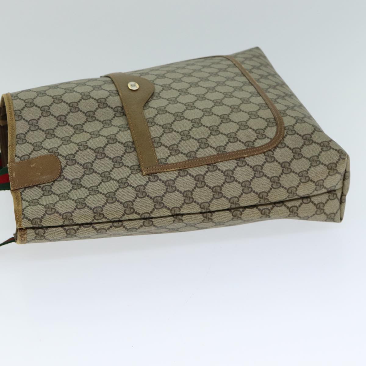 GUCCI GG Supreme Web Sherry Line Tote Bag PVC Leather Beige 39 02 003 79593