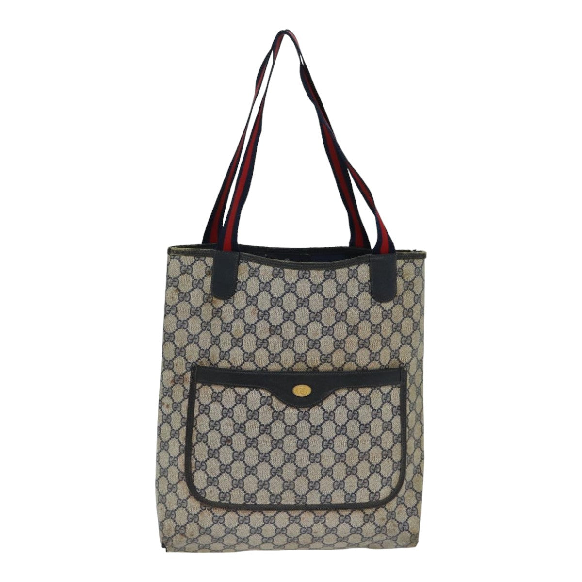 GUCCI GG Supreme Tote Bag PVC Leather Navy 79597