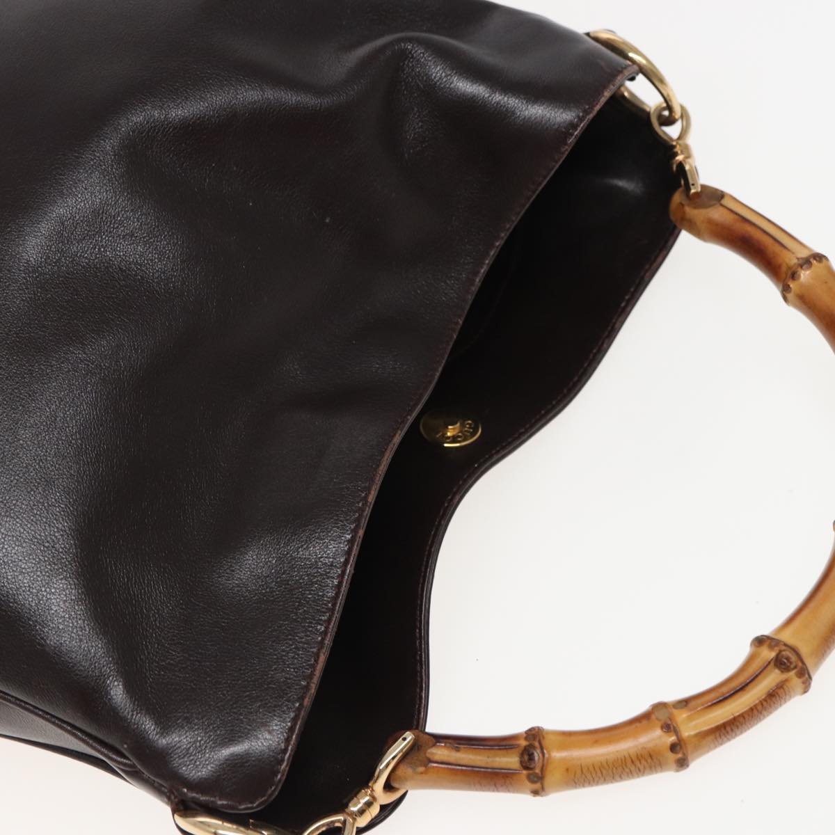 GUCCI Bamboo Hand Bag Leather 2way Brown 001 1705 1638 79613