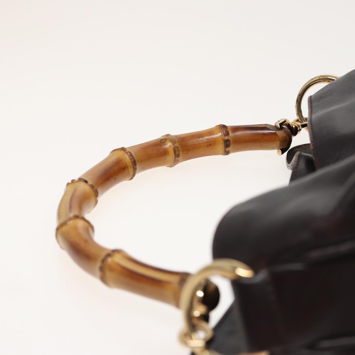 GUCCI Bamboo Hand Bag Leather 2way Brown 001 1705 1638 79613