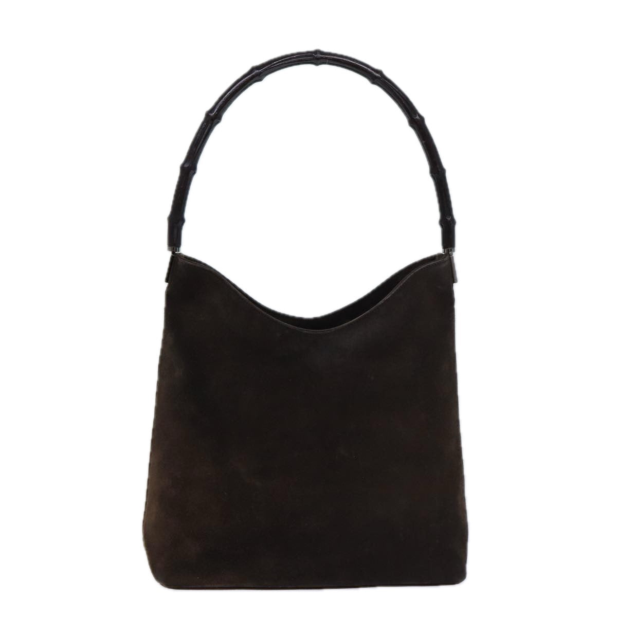 GUCCI Bamboo Shoulder Bag Suede Brown 79618