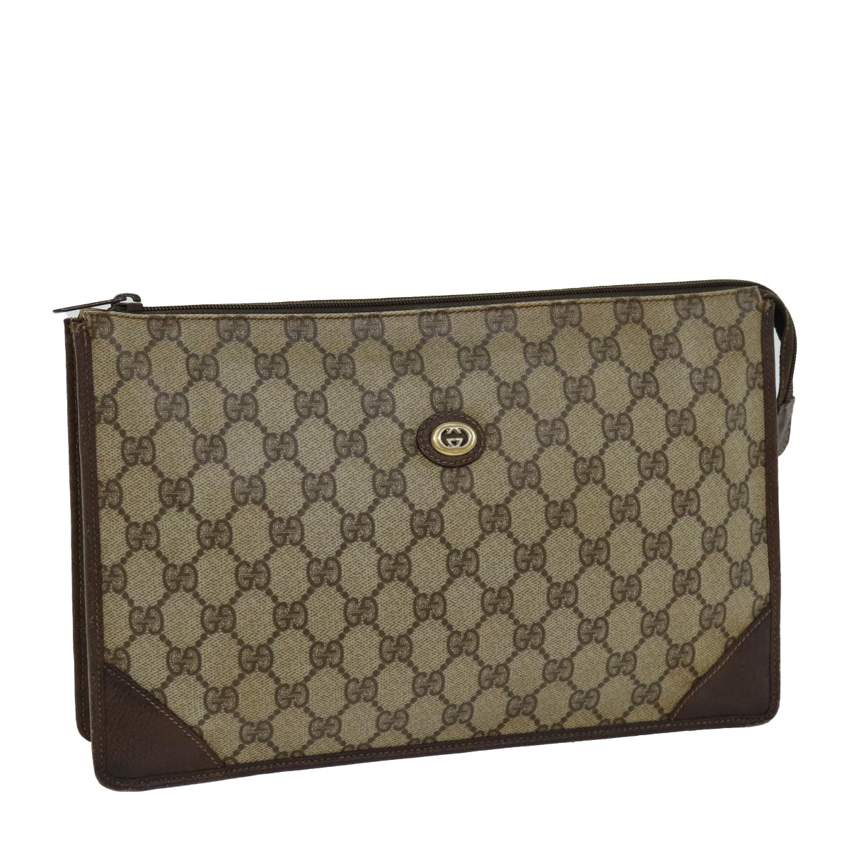 GUCCI GG Supreme Clutch Bag PVC Beige 97 01 029 79622