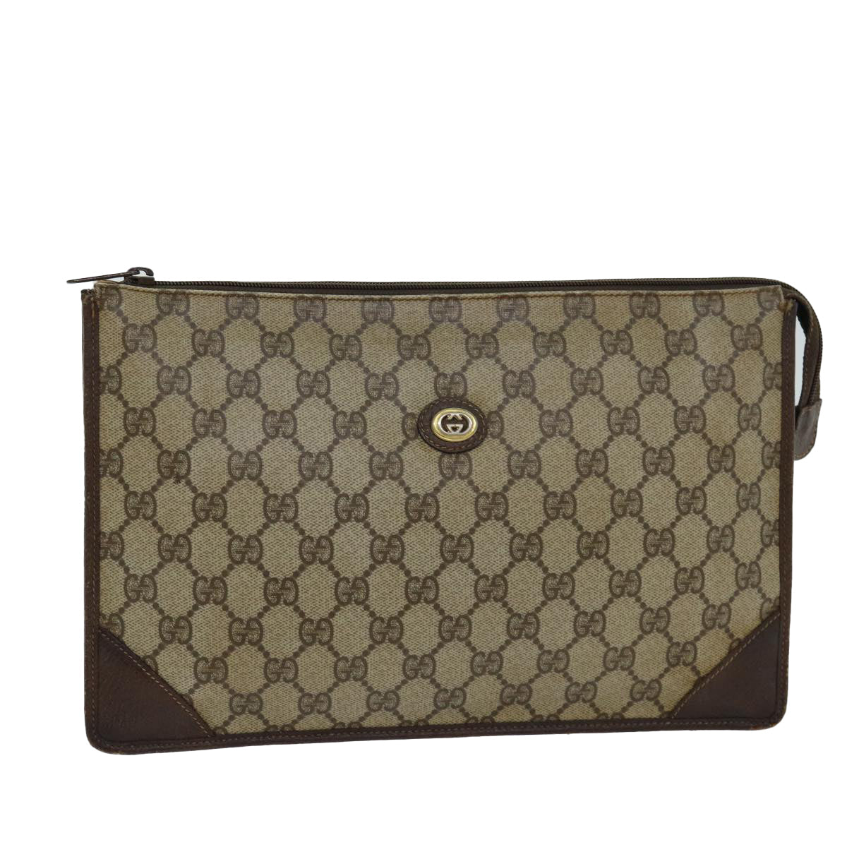 GUCCI GG Supreme Clutch Bag PVC Beige 97 01 029 79622