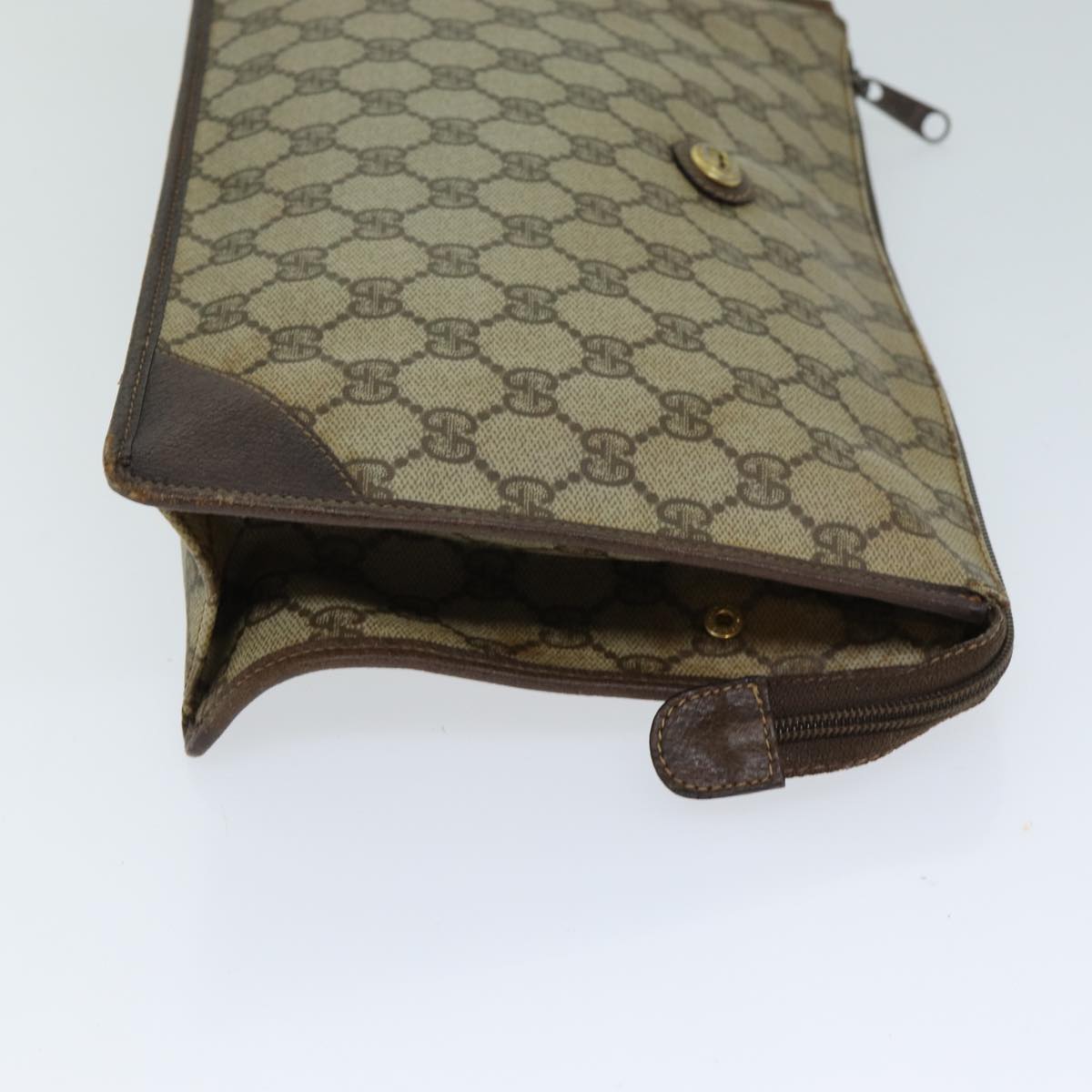 GUCCI GG Supreme Clutch Bag PVC Beige 97 01 029 79622