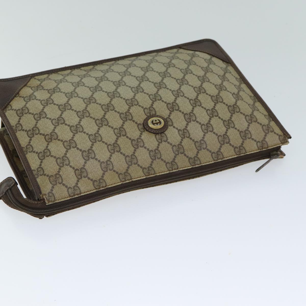 GUCCI GG Supreme Clutch Bag PVC Beige 97 01 029 79622