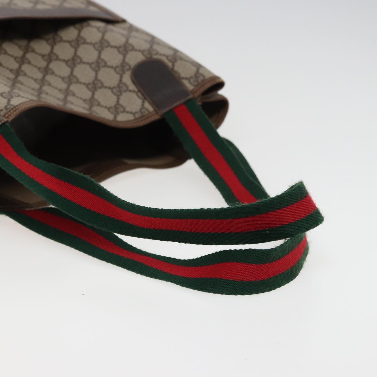 GUCCI GG Supreme Web Sherry Line Tote Bag PVC Beige Red 378 02 003 79623