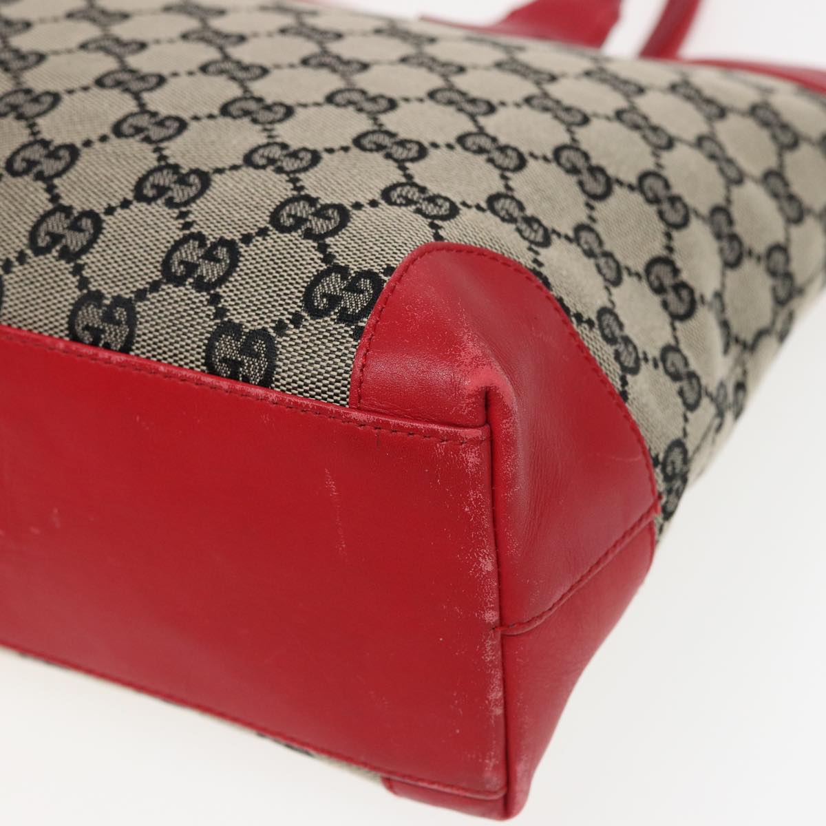 GUCCI GG Canvas Hand Bag Beige Red 002 1119 79632