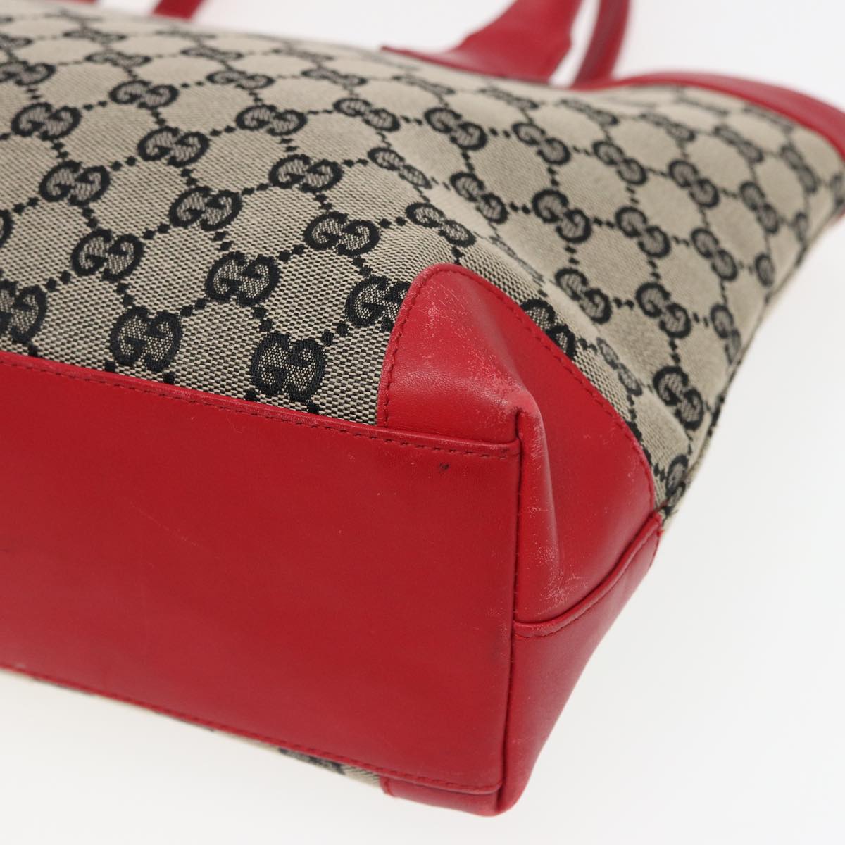 GUCCI GG Canvas Hand Bag Beige Red 002 1119 79632