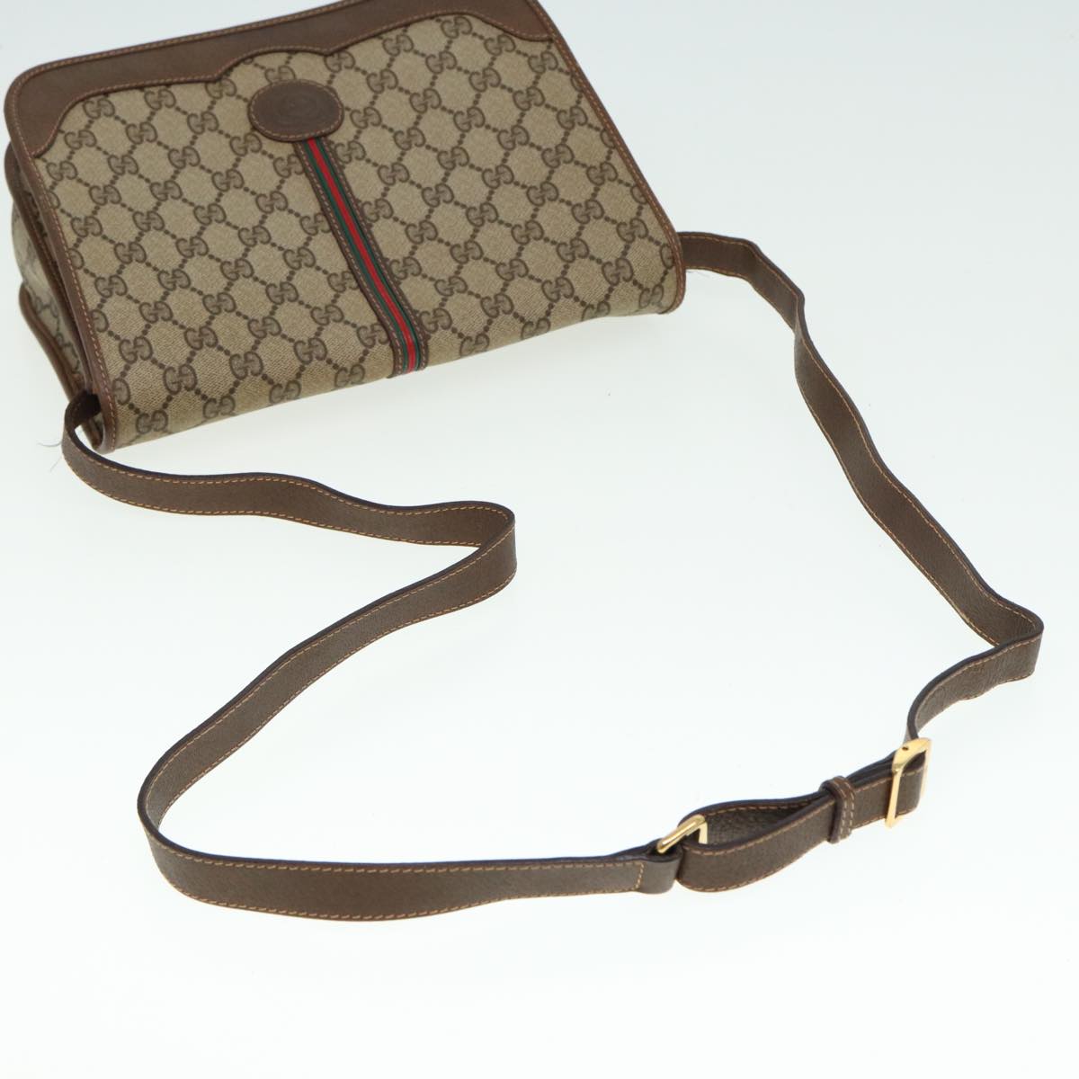 GUCCI GG Supreme Web Sherry Line Shoulder Bag PVC Beige 001 066 0551 79640