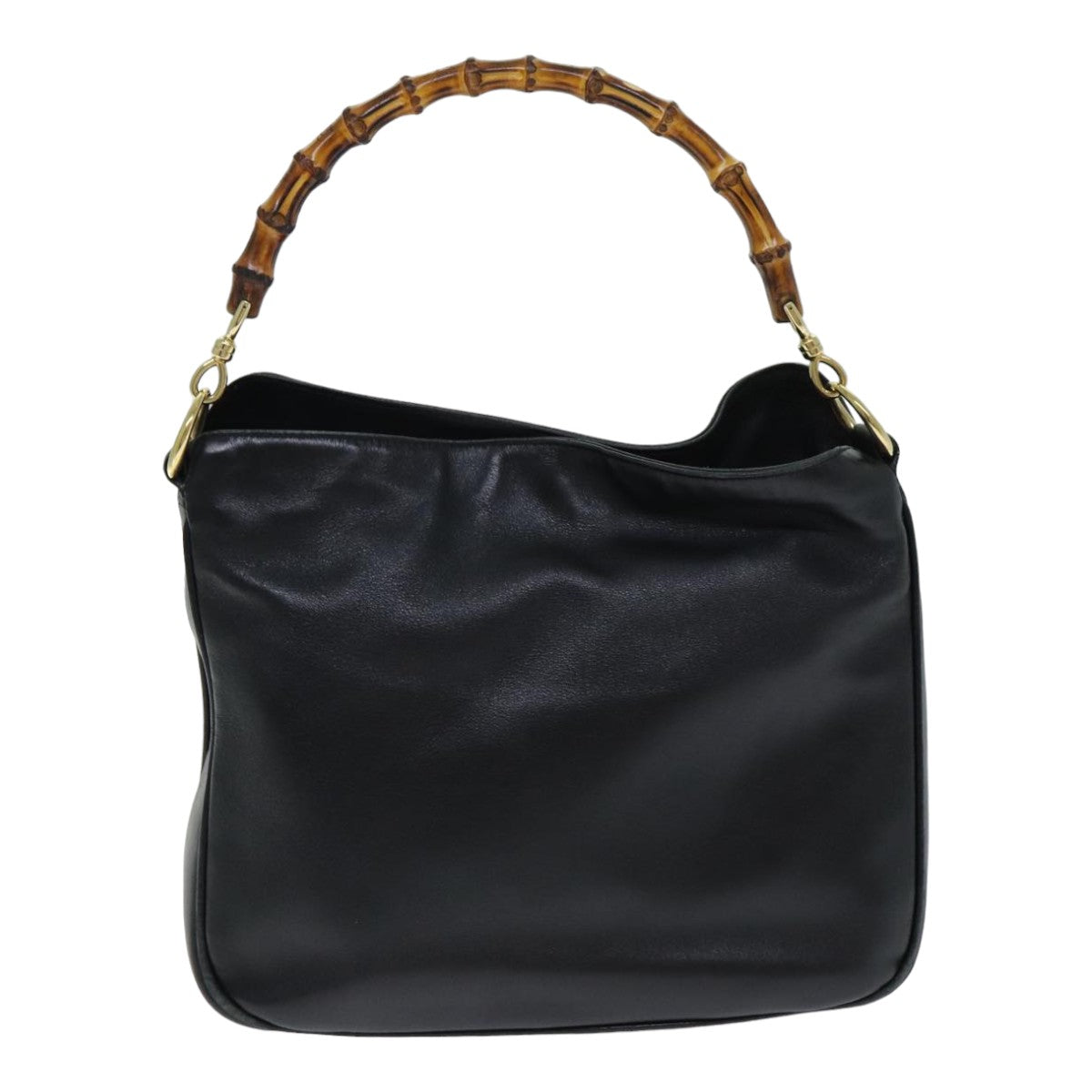 GUCCI Bamboo Hand Bag Leather 2way Black 001 1638 79644