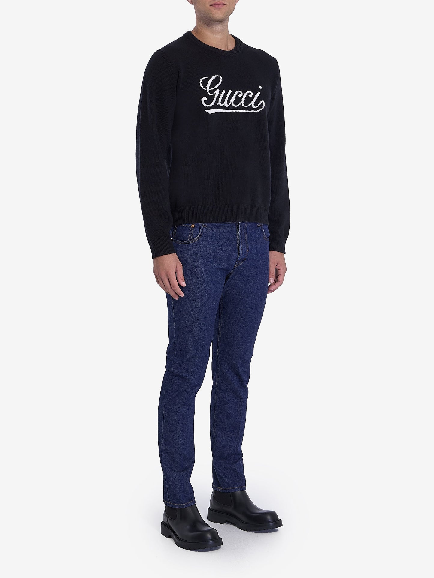 GUCCI Men's Stretch Cotton Jeans with Web Detail