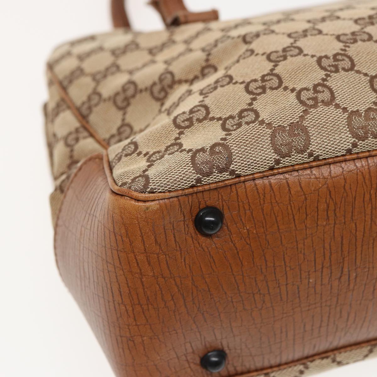 GUCCI GG Canvas Bamboo Hand Bag Beige 112526 79676
