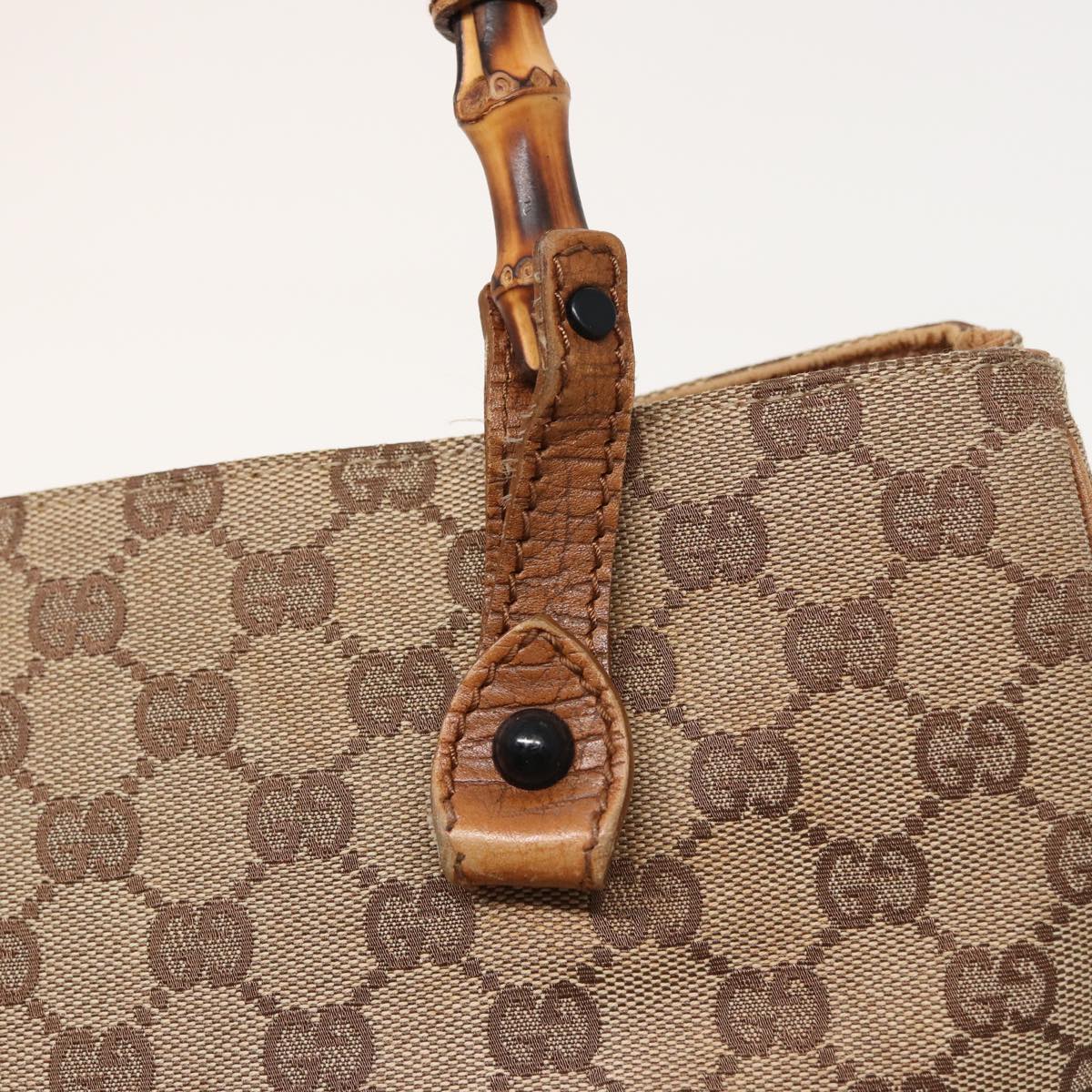 GUCCI GG Canvas Bamboo Hand Bag Beige 112526 79676