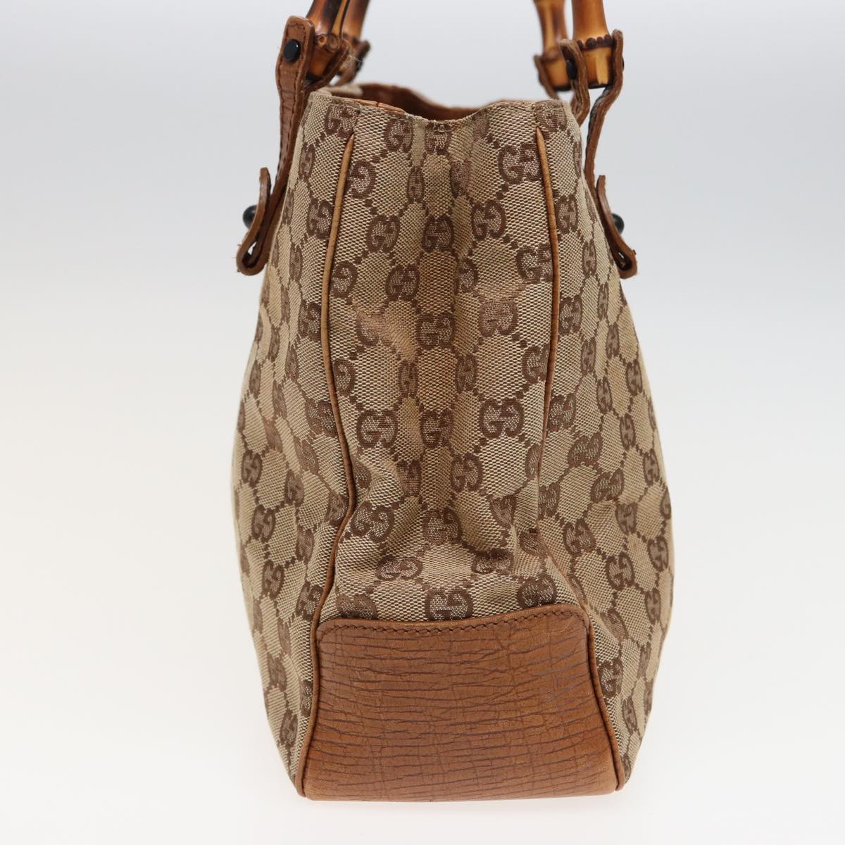 GUCCI GG Canvas Bamboo Hand Bag Beige 112526 79676