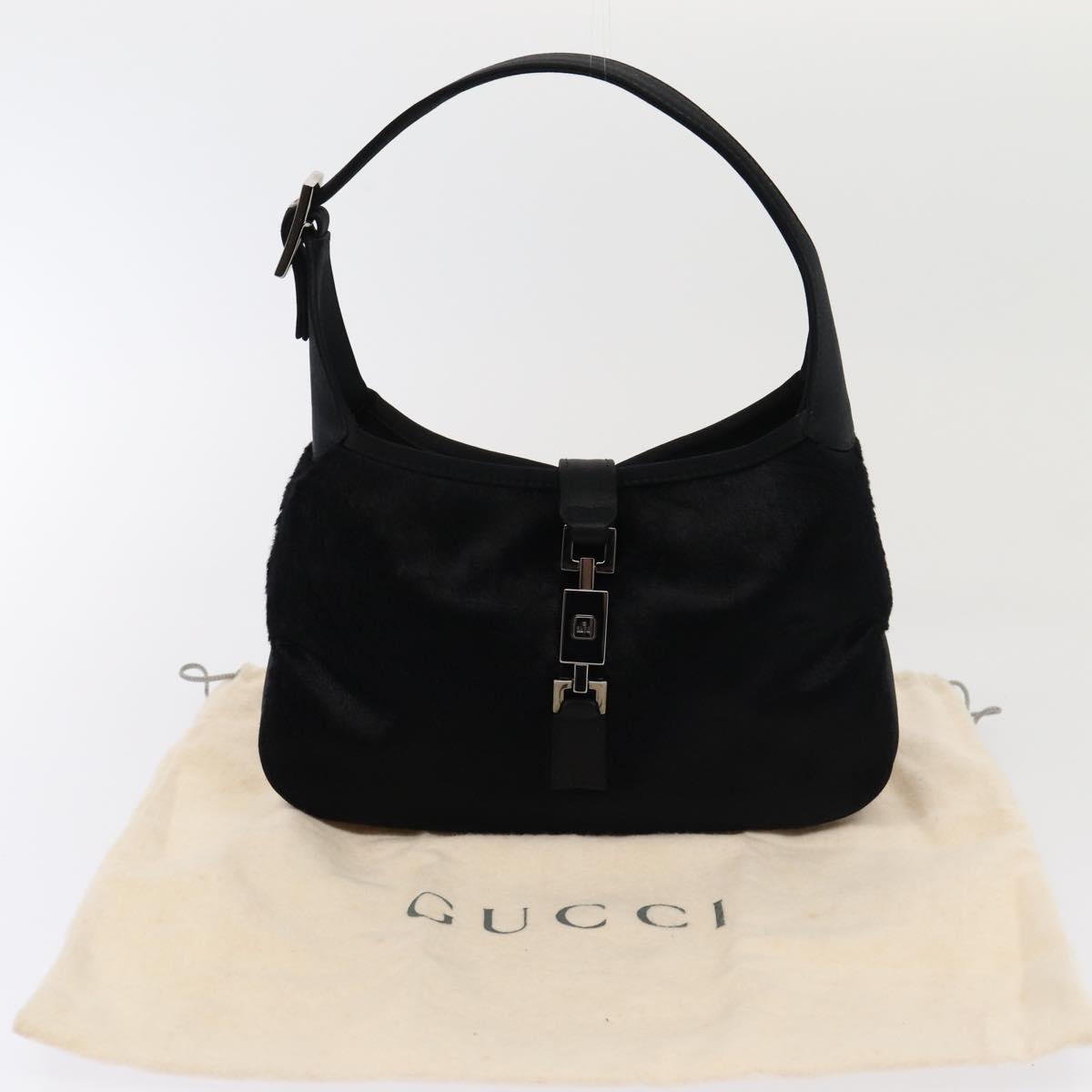 GUCCI Jackie Mini bag Hand Bag Satin Black 005 0775 79699