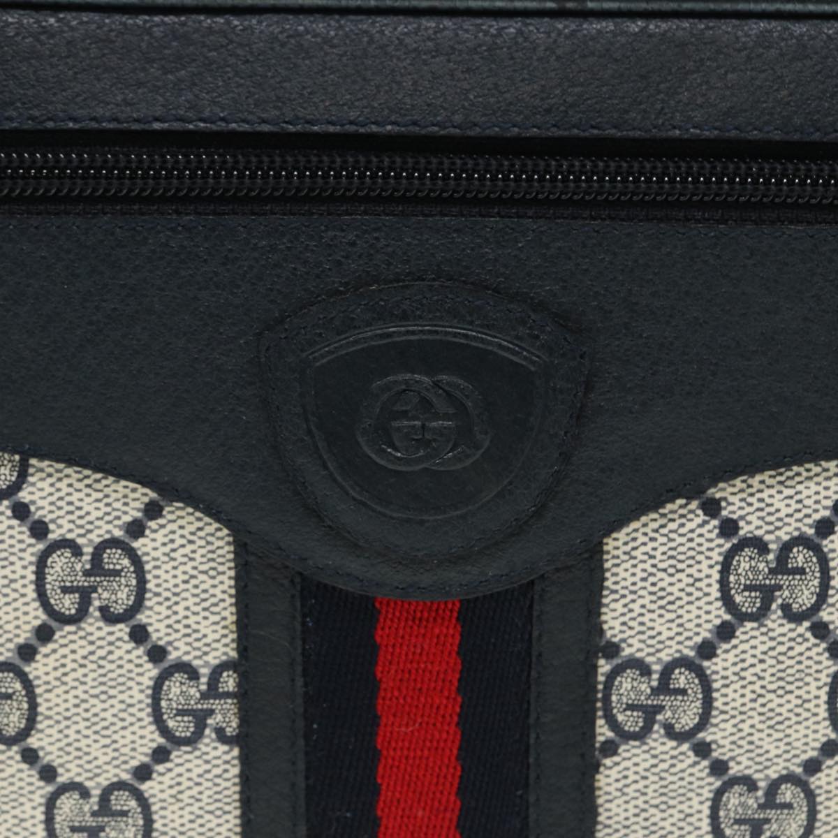 GUCCI GG Supreme Sherry Line Shoulder Bag PVC Navy Red 001 56 0860 79700