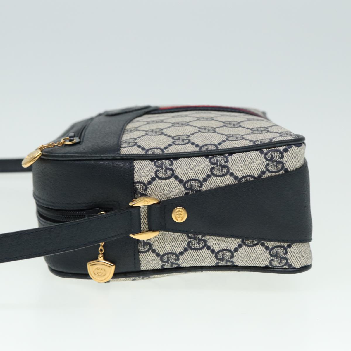 GUCCI GG Supreme Sherry Line Shoulder Bag PVC Navy Red 001 56 0860 79700