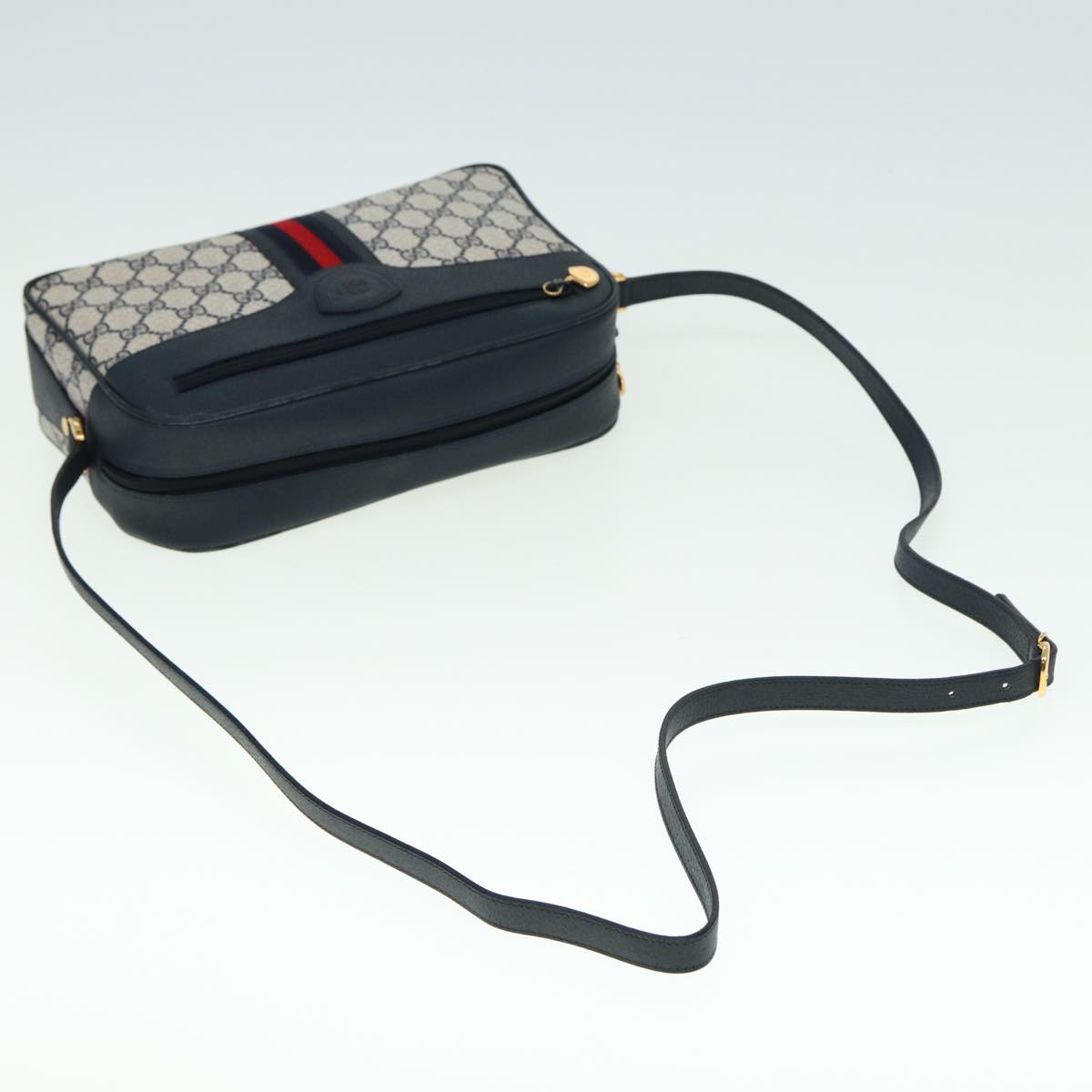 GUCCI GG Supreme Sherry Line Shoulder Bag PVC Navy Red 001 56 0860 79700