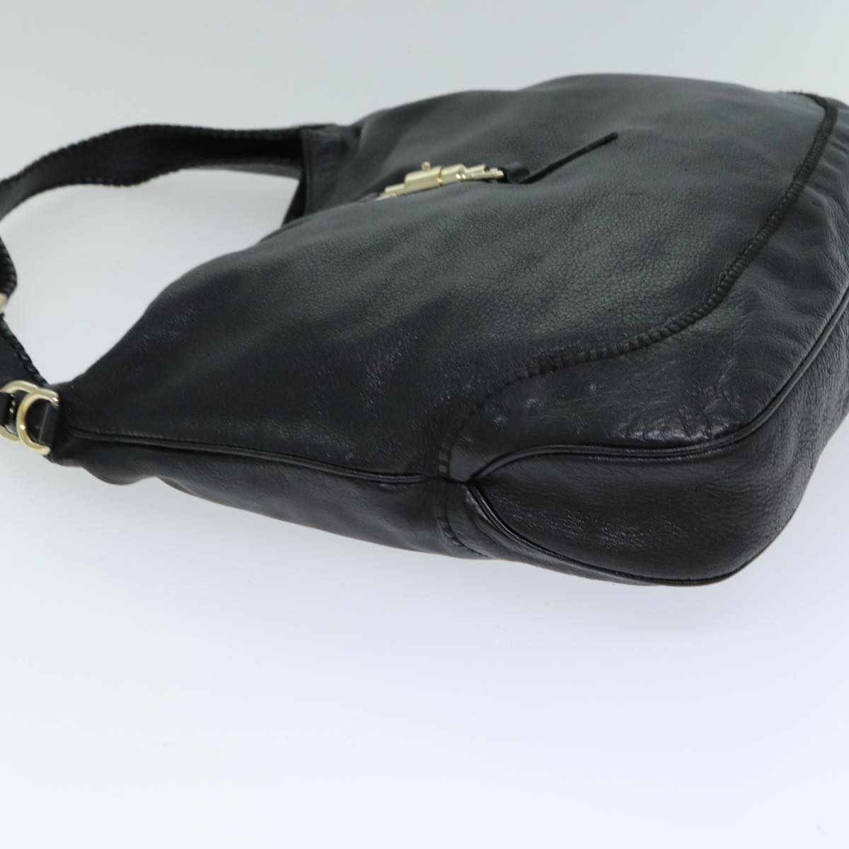 GUCCI Bamboo Jackie Shoulder Bag Leather Black 223929 79722