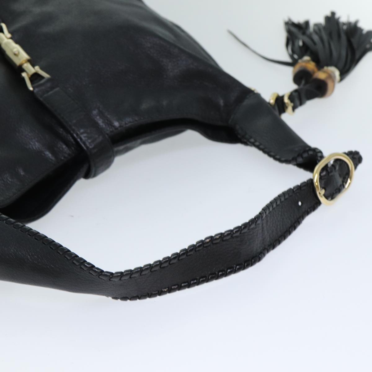 GUCCI Bamboo Jackie Shoulder Bag Leather Black 223929 79722