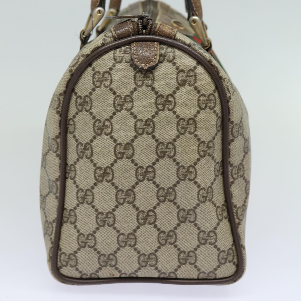 GUCCI GG Supreme Web Sherry Line Boston Bag PVC Beige Red 40 02 007 79749