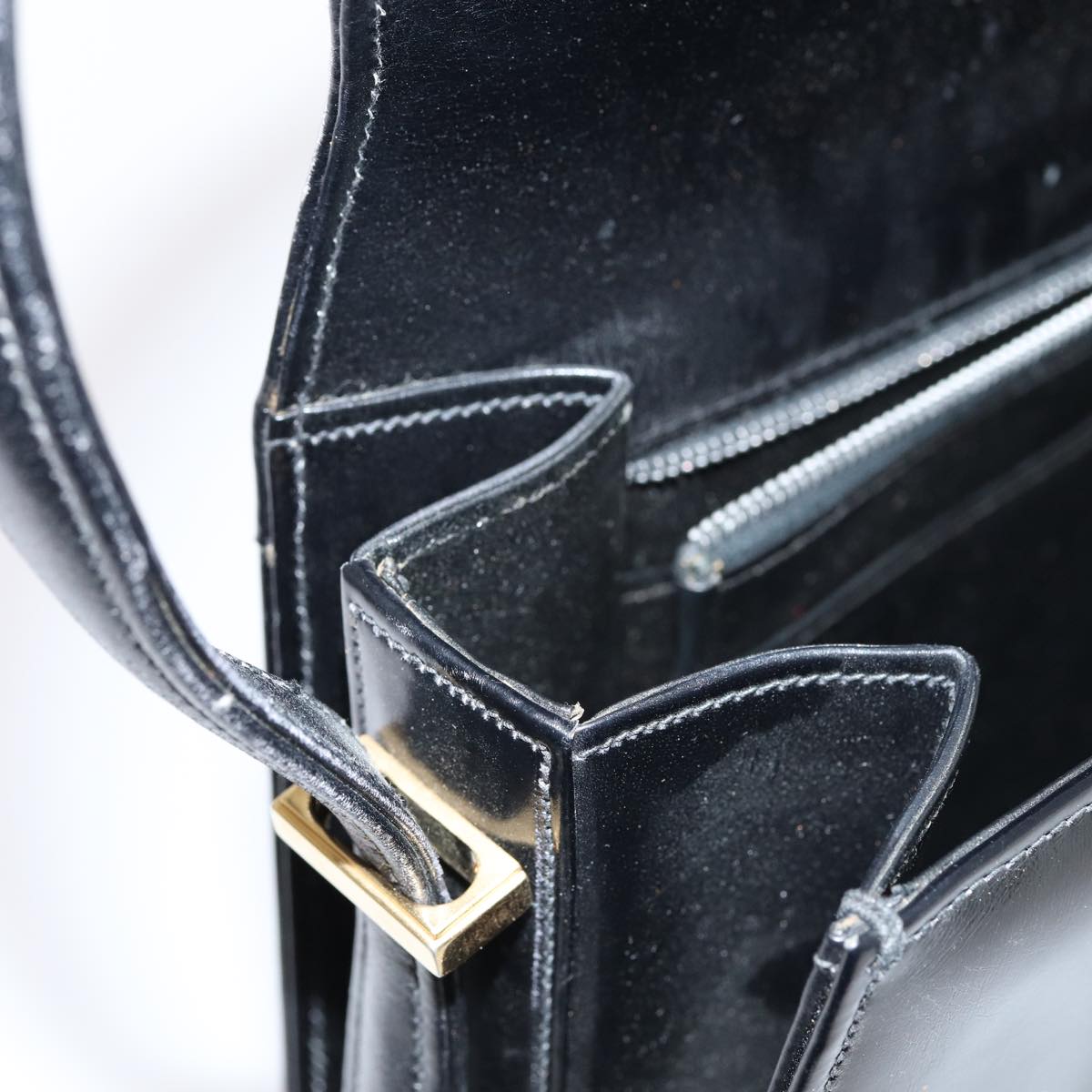 GUCCI Hand Bag Leather Black 79763