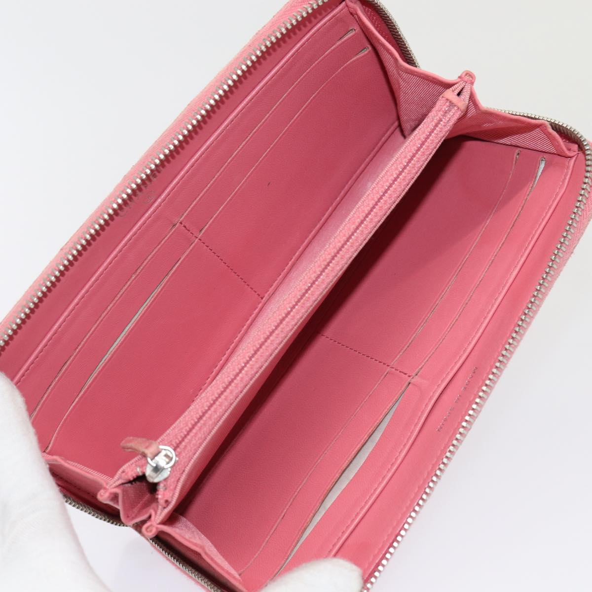 CHANEL Matelasse Long Wallet Lamb Skin Pink CC 79765