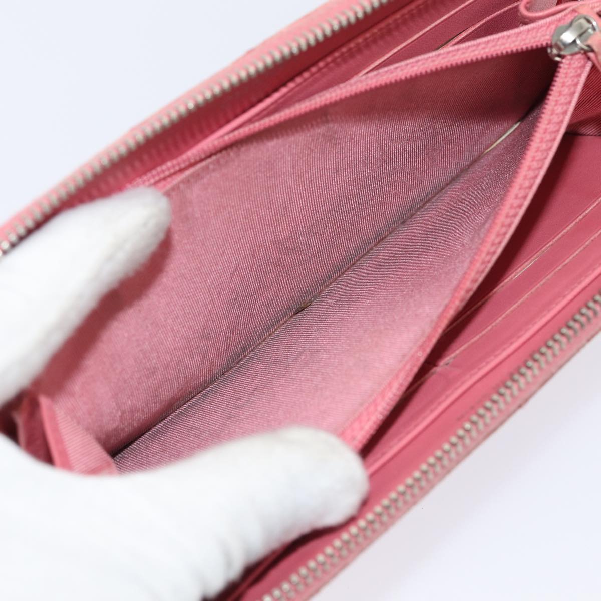 CHANEL Matelasse Long Wallet Lamb Skin Pink CC 79765