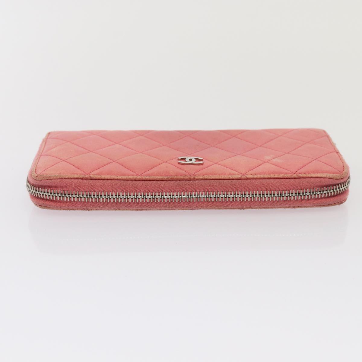 CHANEL Matelasse Long Wallet Lamb Skin Pink CC 79765