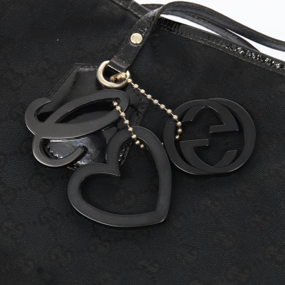 GUCCI Bamboo GG Canvas Shoulder Bag Leather Canvas 2Set Black 79793