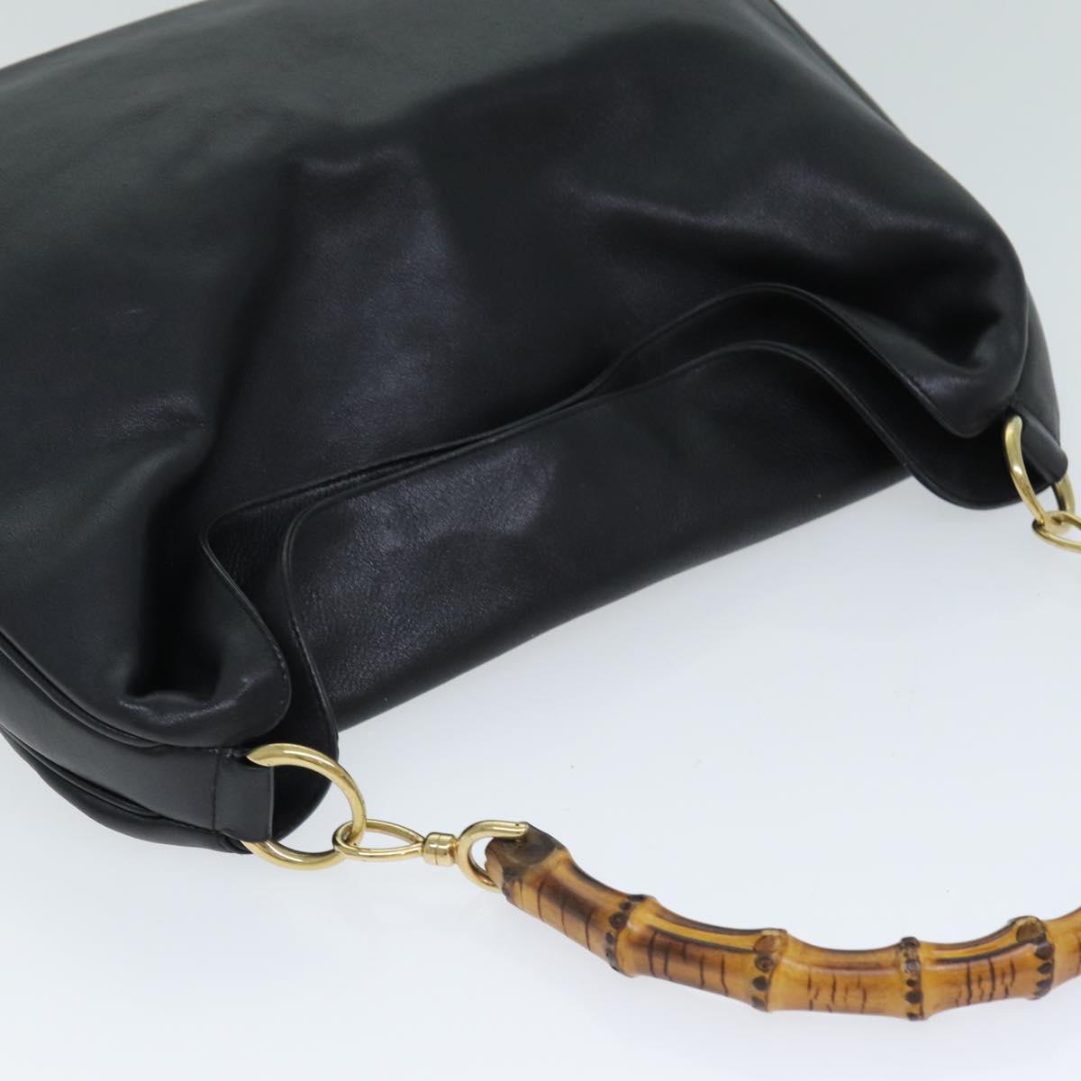 GUCCI Bamboo Hand Bag Leather 2way Black 79903