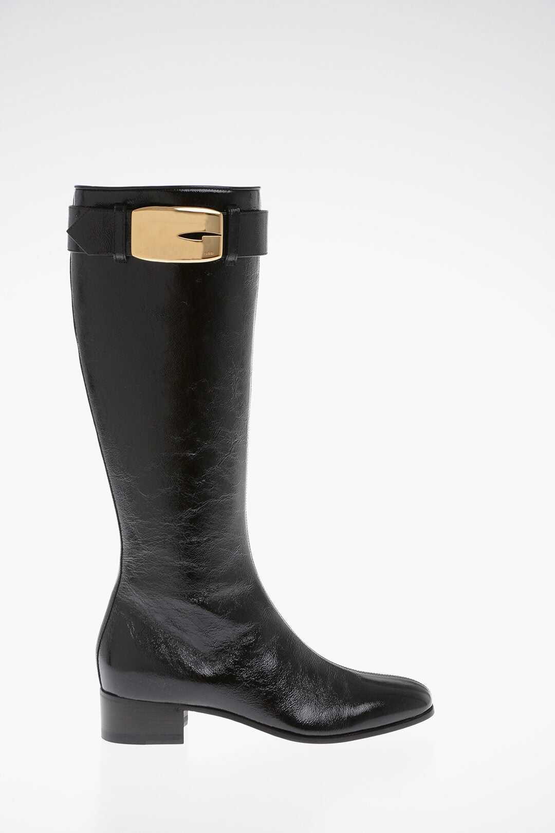Gucci Naplack Patent Leather Boots With Strap