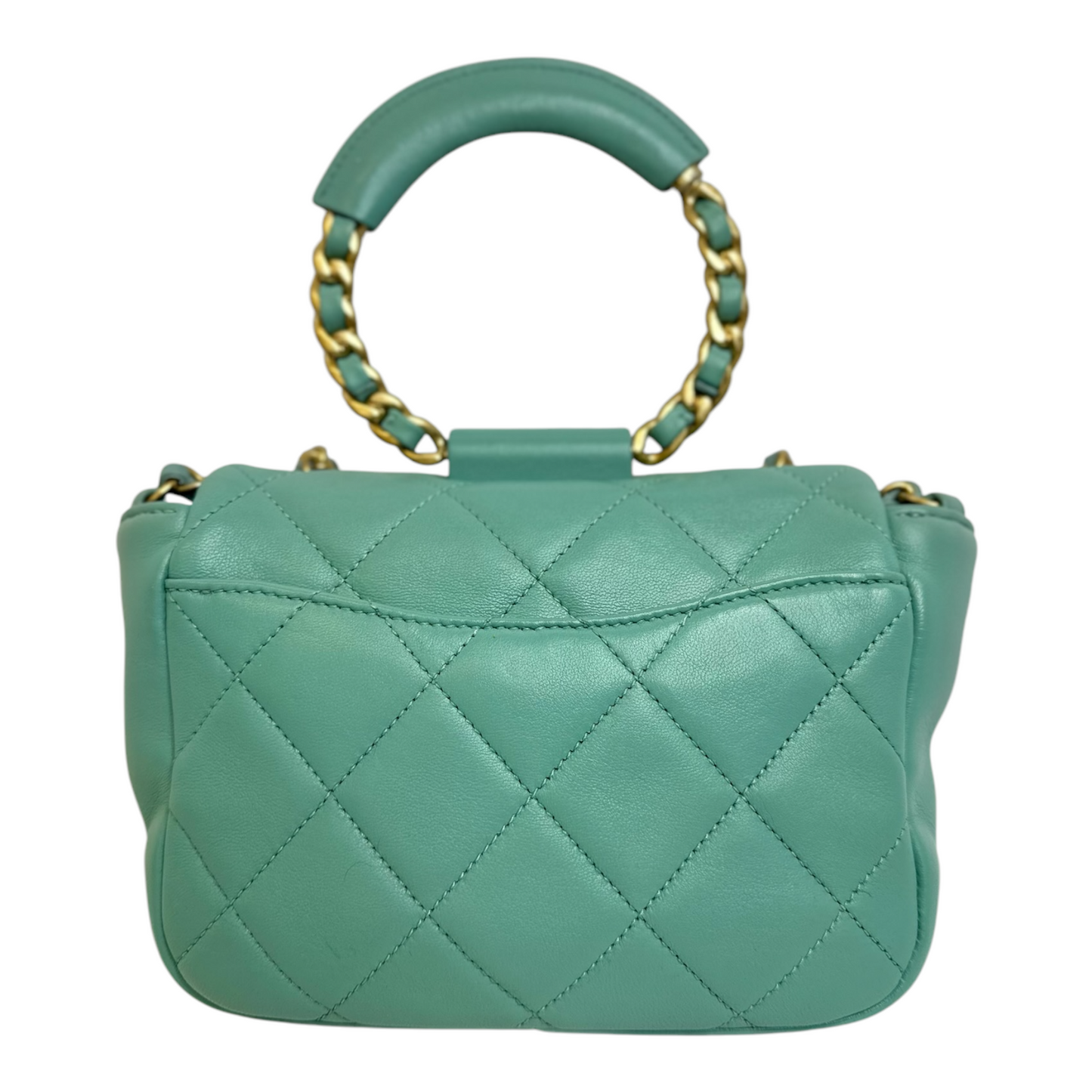 Chanel Lambskin Quilted Small Circular Handle Bag
