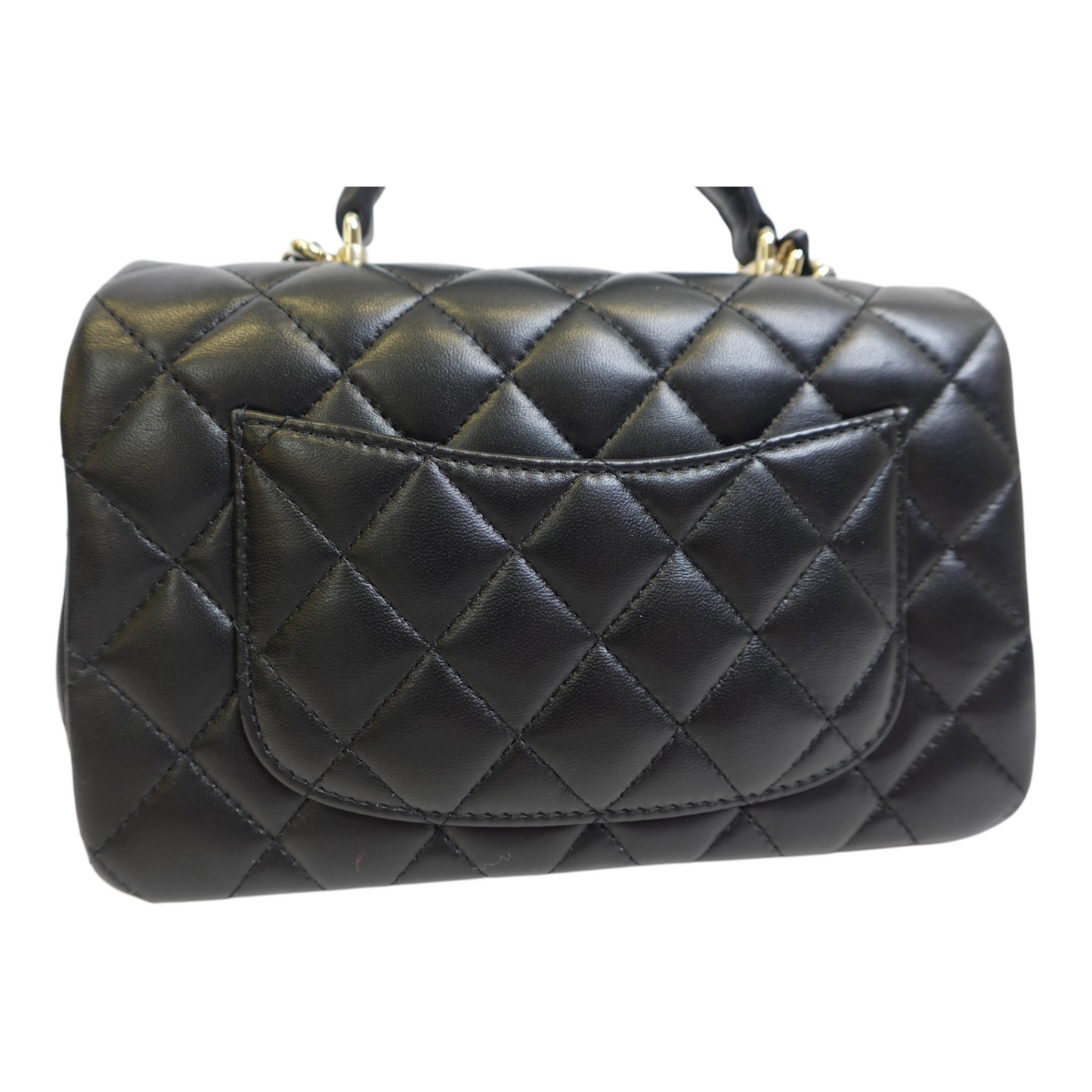 GLM-Lambskin Pearl Crystal Mini GLM- Lion Charm Top Handle Rectangular Flap