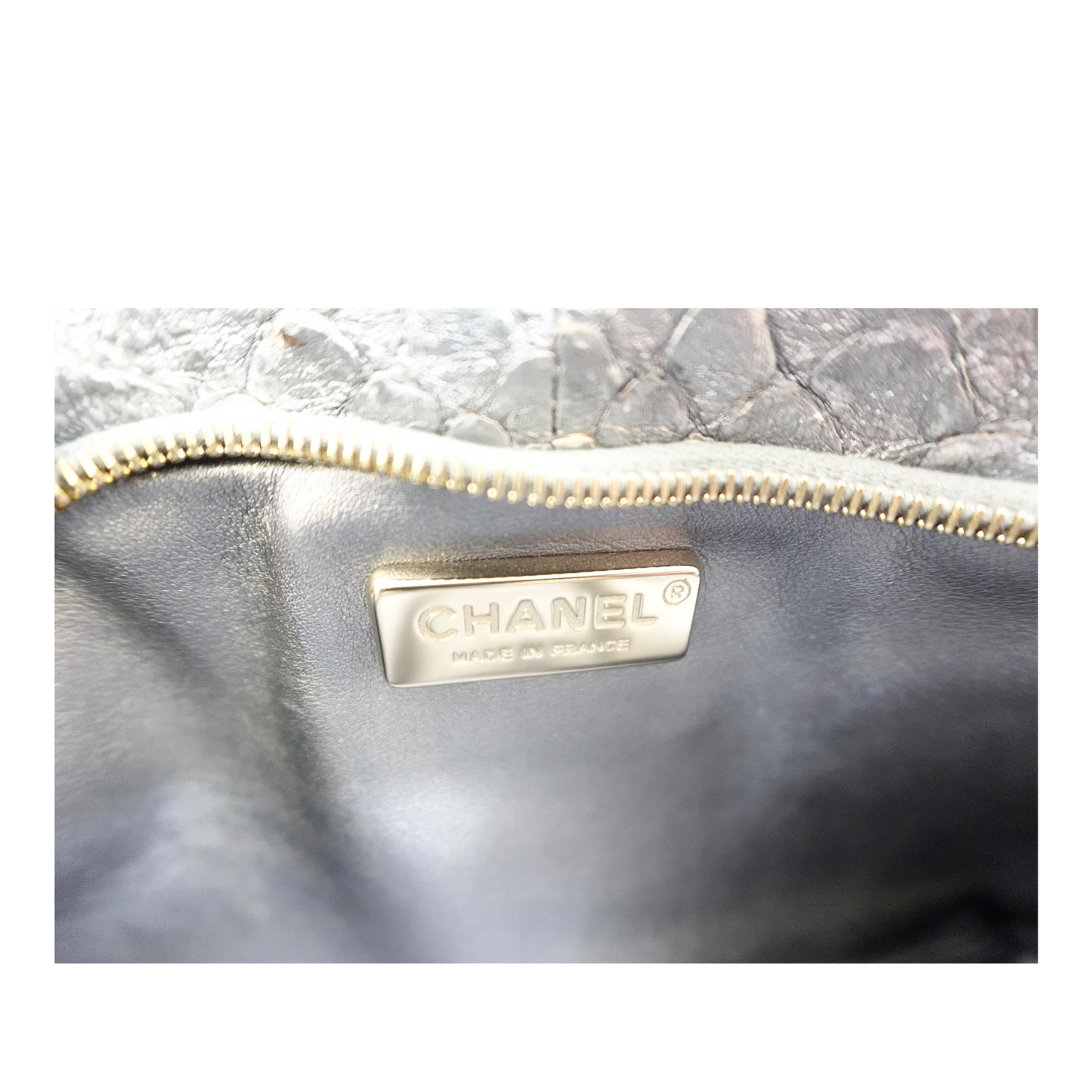 Chanel Metallic Python Crystal Paris Bombay Clutch