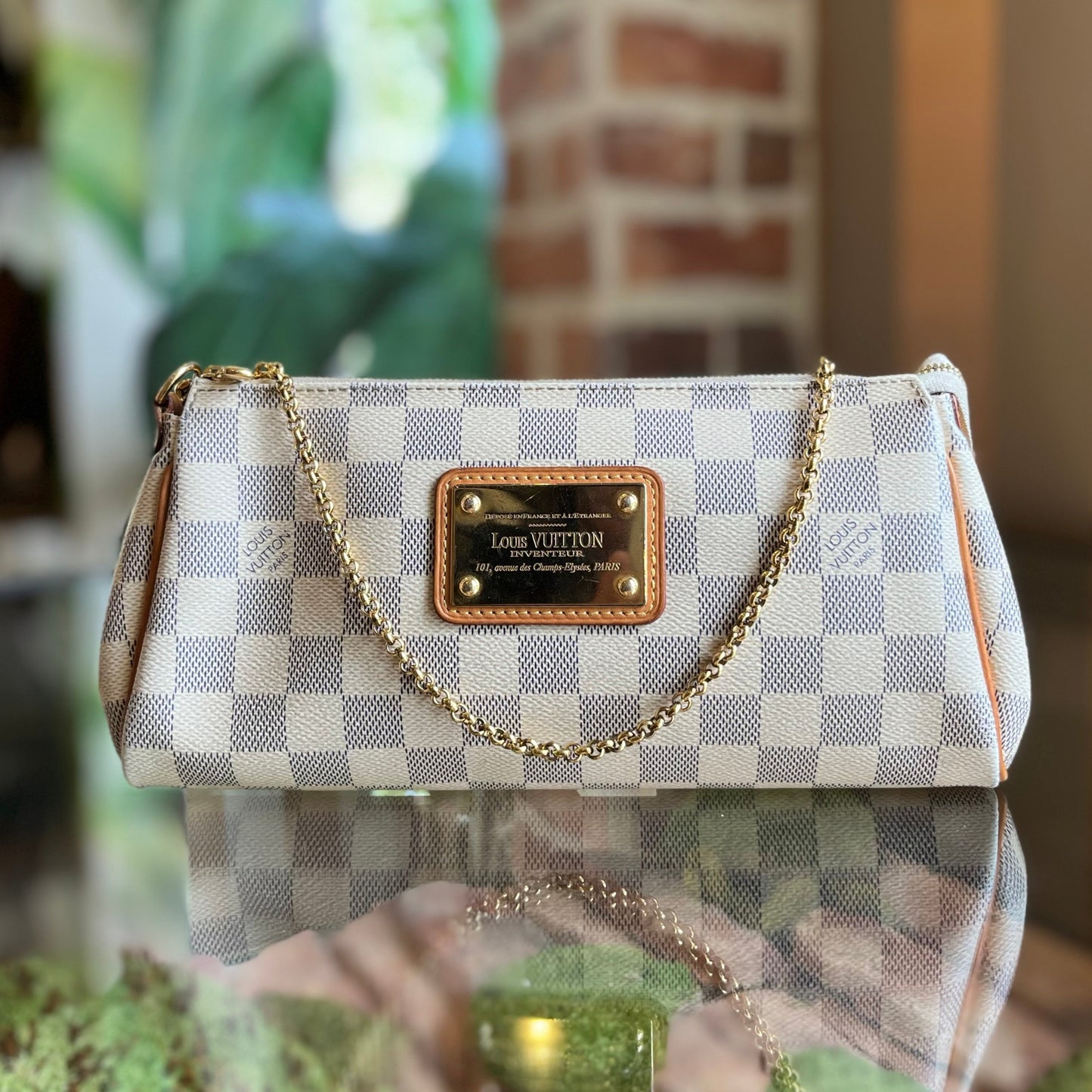 LOUIS VUITTON Eva Damier Azur Canvas Shoulder Bag