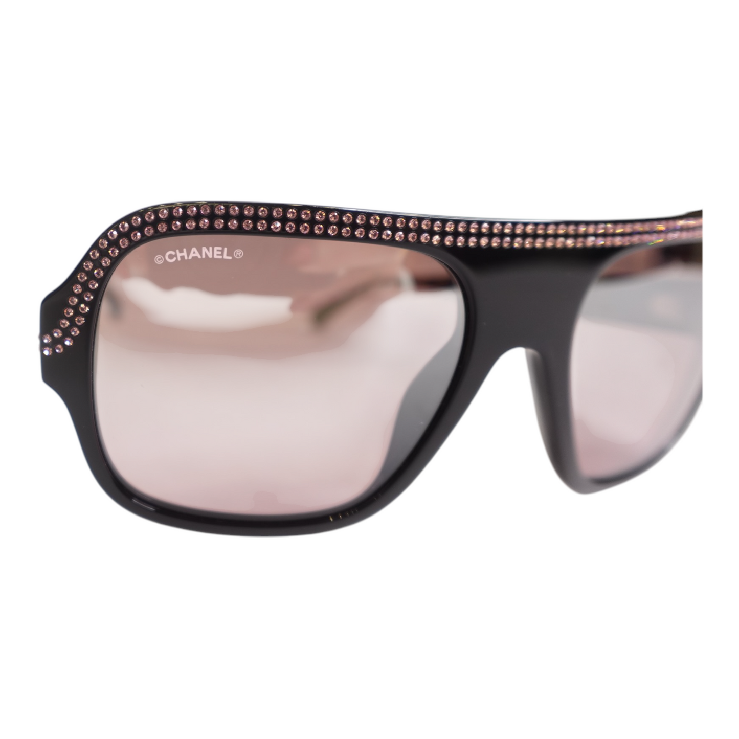 Chanel Pink Rhinestone Aviator Sunglasses