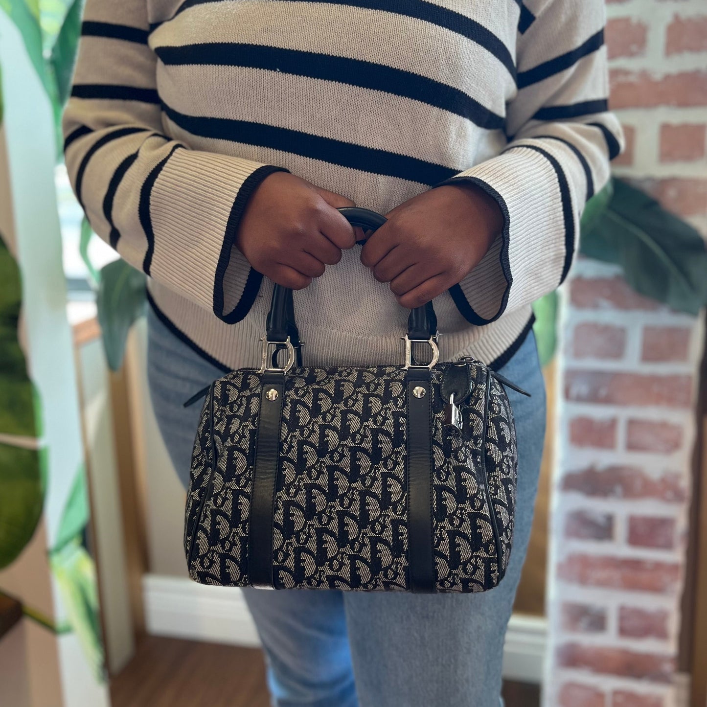 CHRISTIAN DIOR Trotter Canvas Satchel