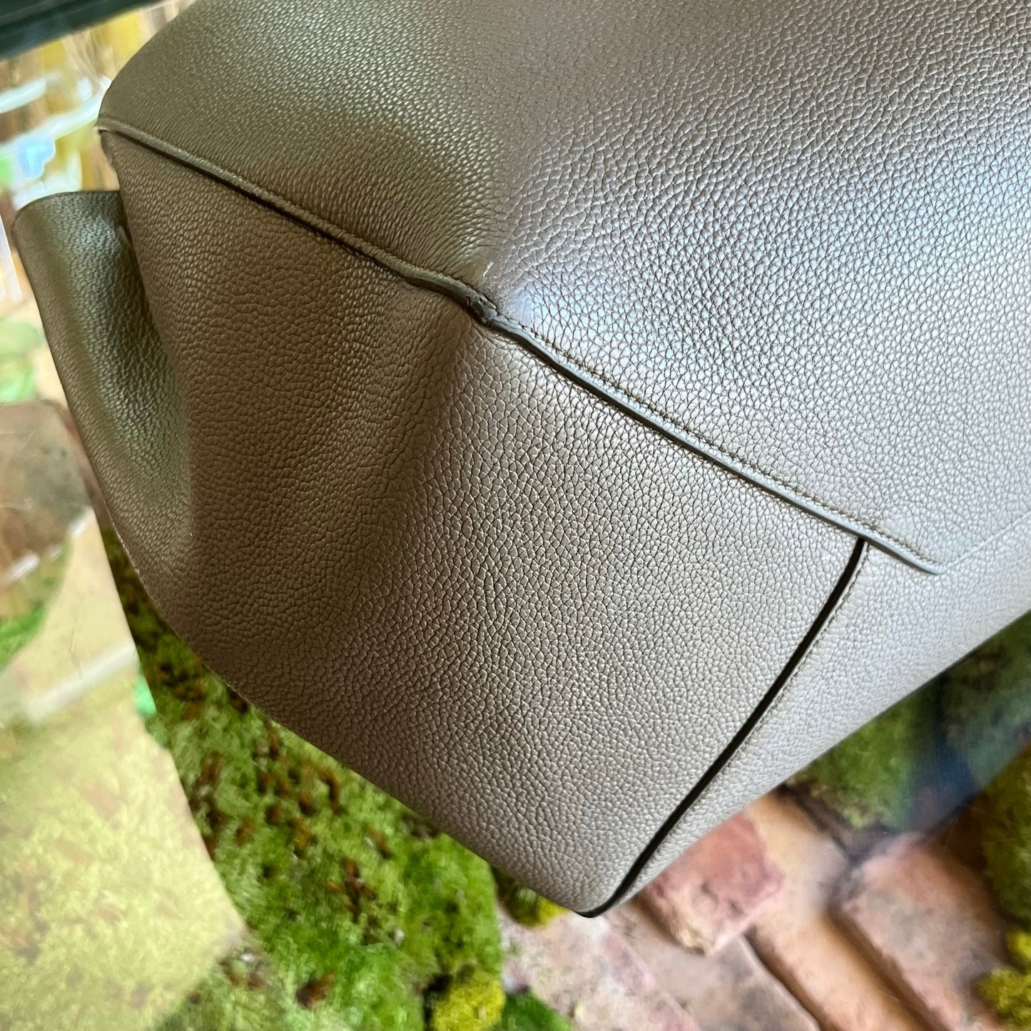 CELINE Belt Cabas Phantom Gray Drummed Calfskin Tote Bag