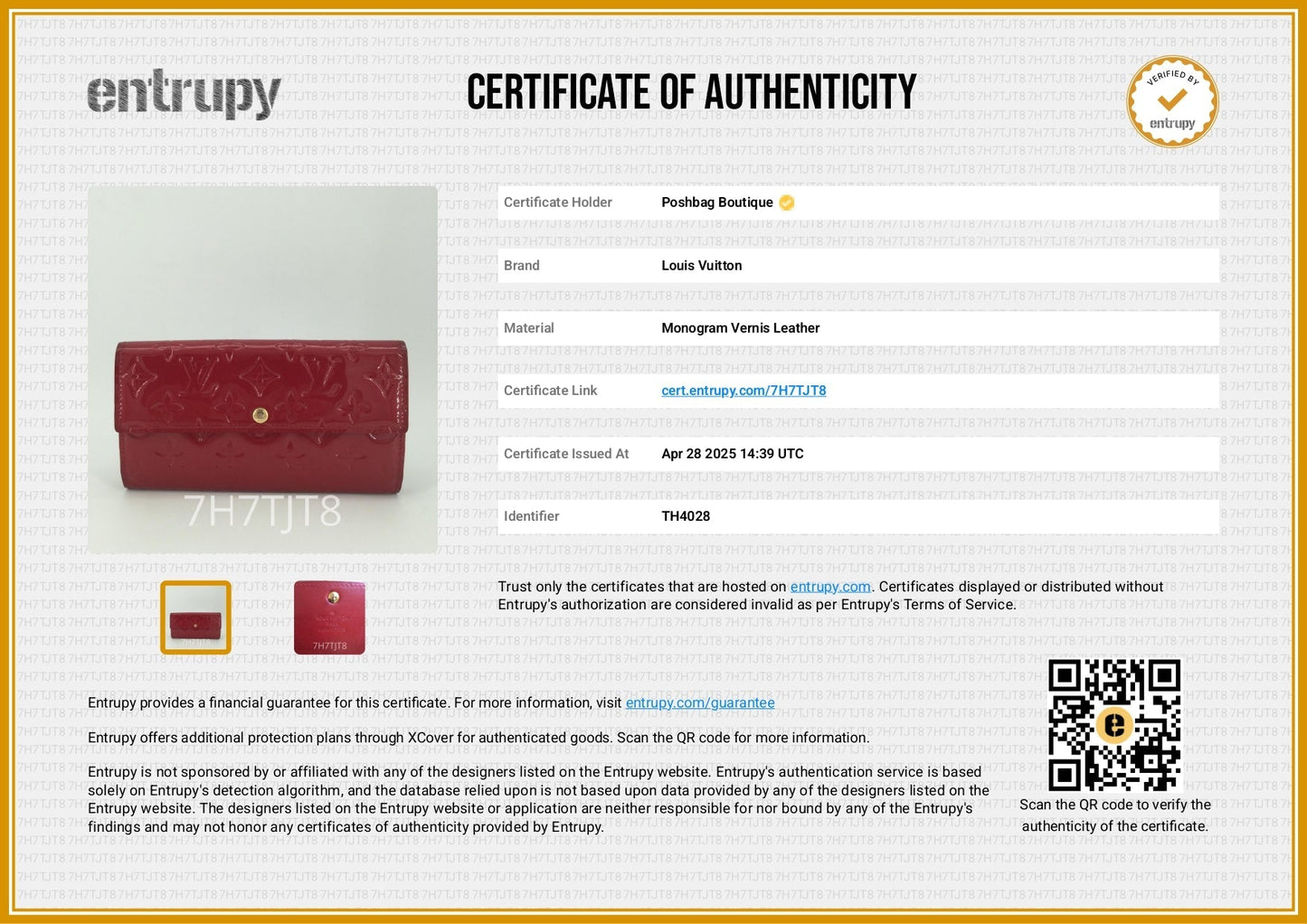 Louis Vuitto Sarah Vernis Leather Wallet