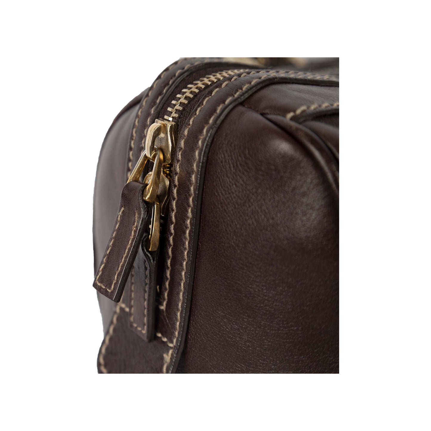GLM-- Dark Brown Leather GG Britt Boston Bag - '10s