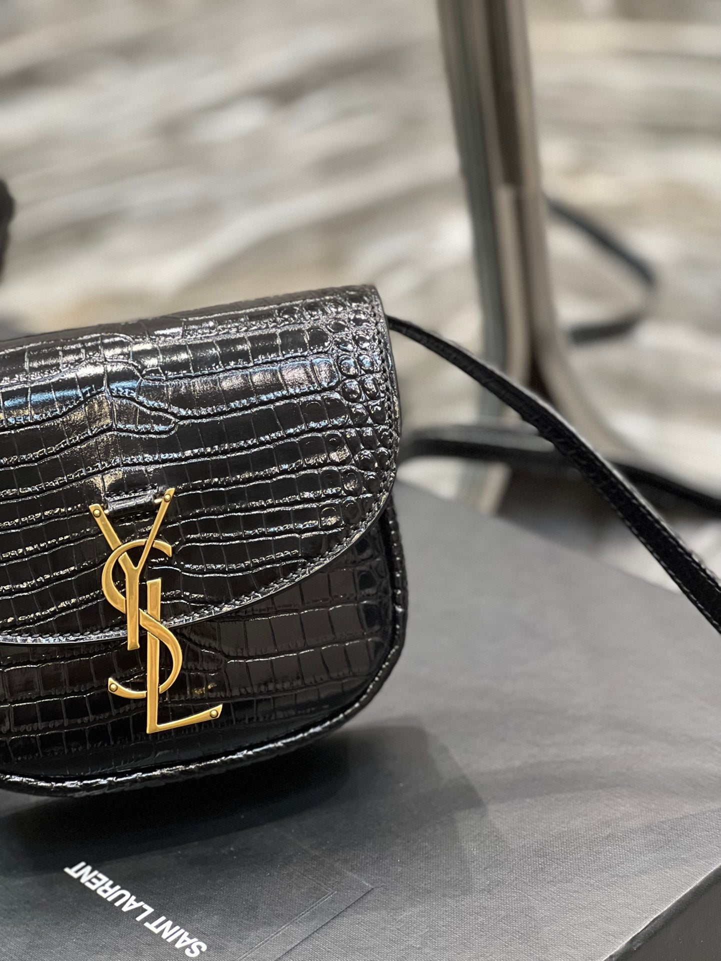 YSSL Kaia Small Satchel Black For Women, Women’s Bags 7in/18cm YSL‎ 619740DND0W1000