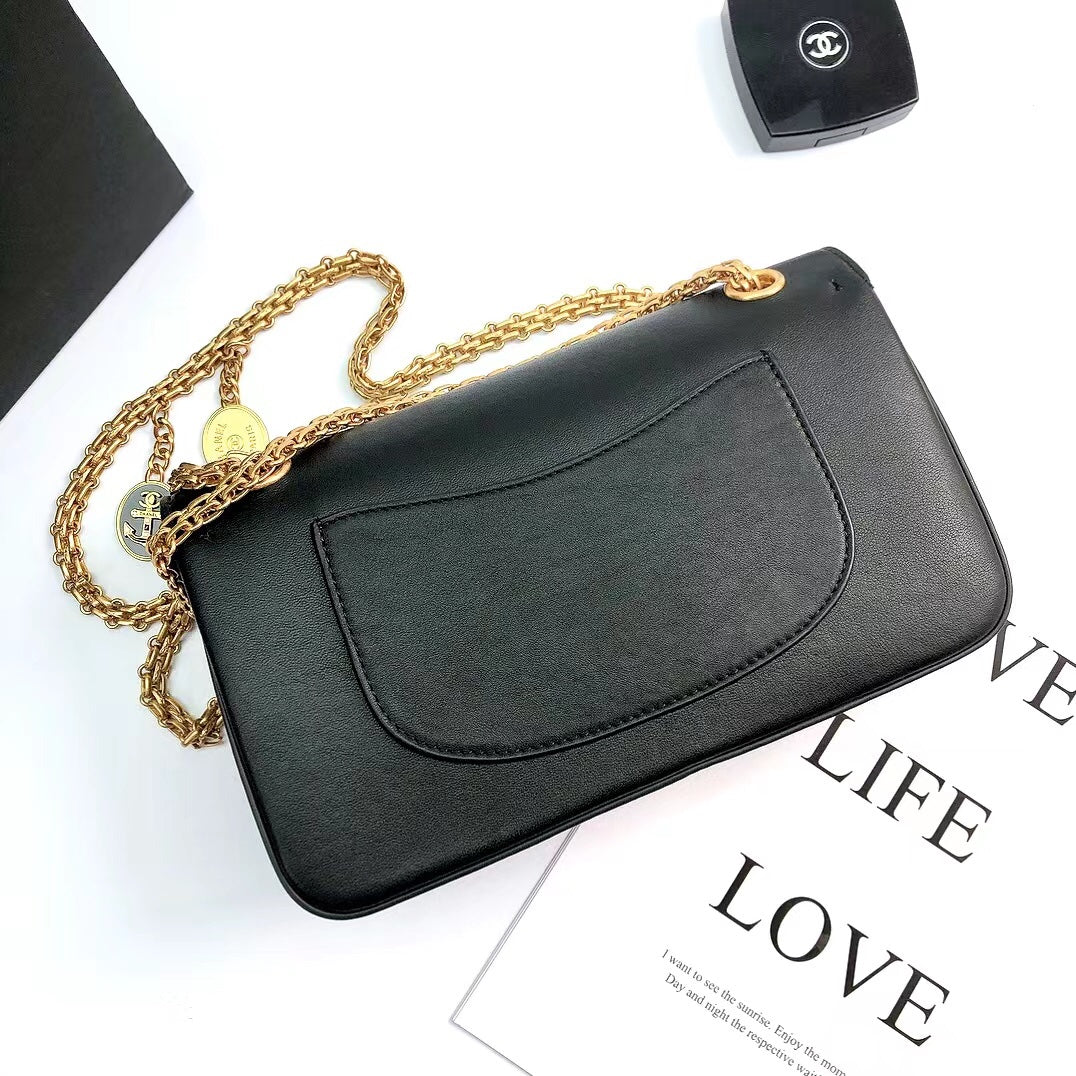 CHLMaroon Medallion Nude Reissue 2.55 Classic 225 GlamIap Black Bag For Women 24cm/9.4in