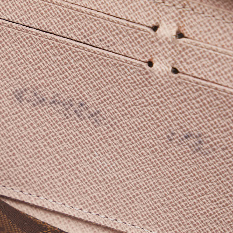 Louis Vuitton Damier Long Wallet Portefeuile Clemence N41626 Rose Pink Brown