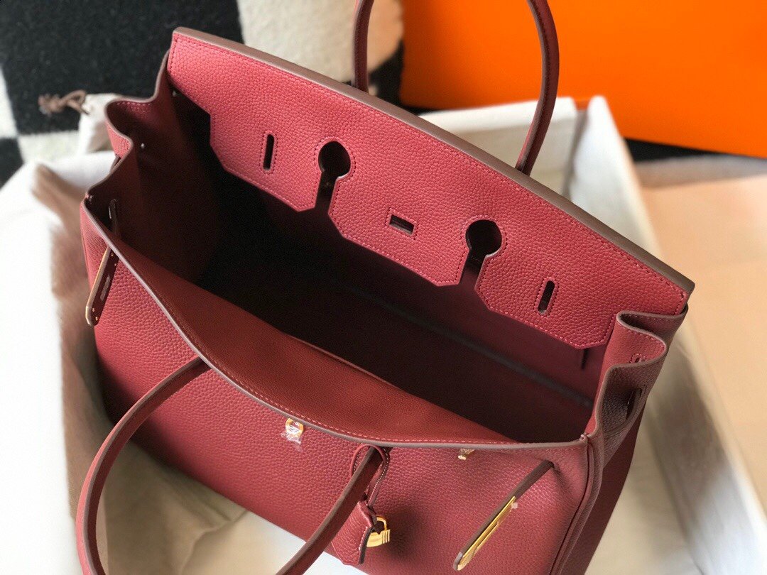 GLAMI Birkin Garnet Red ClemenGLAMI With Gold Hardware Bag For Women, Handbags, Shoulder Bags 30cm/12in