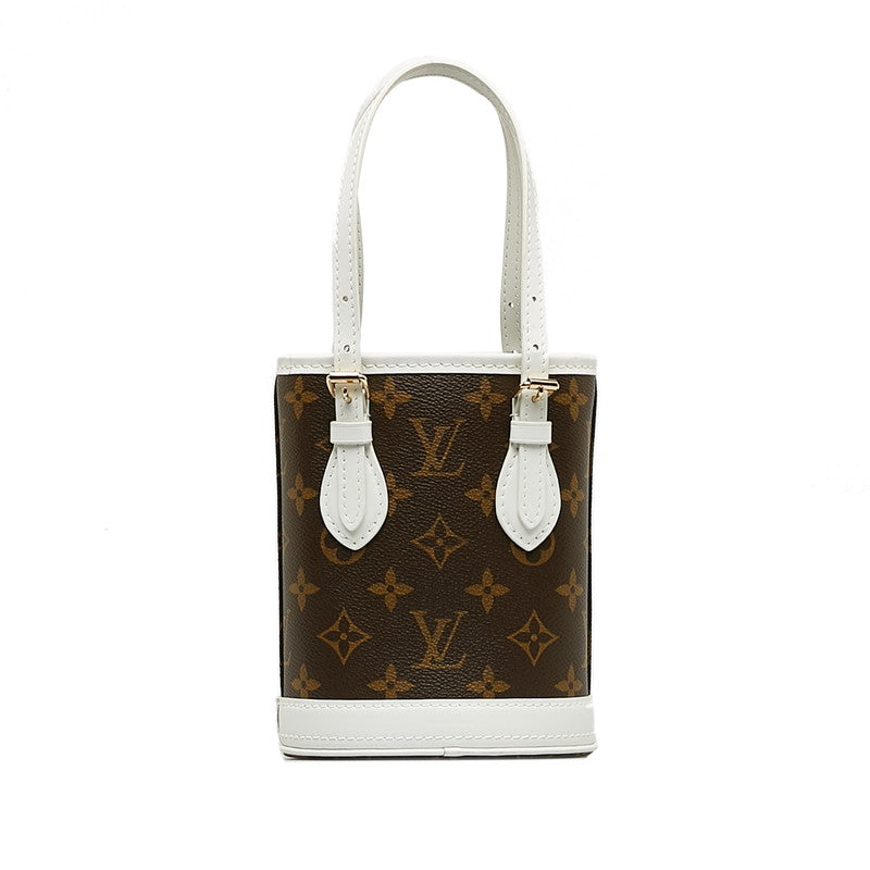 Louis Vuitton Monogram Nano Bucket Handbag 2WAY M81489 Brown White PVC Leather Ladies Louis Vuitton