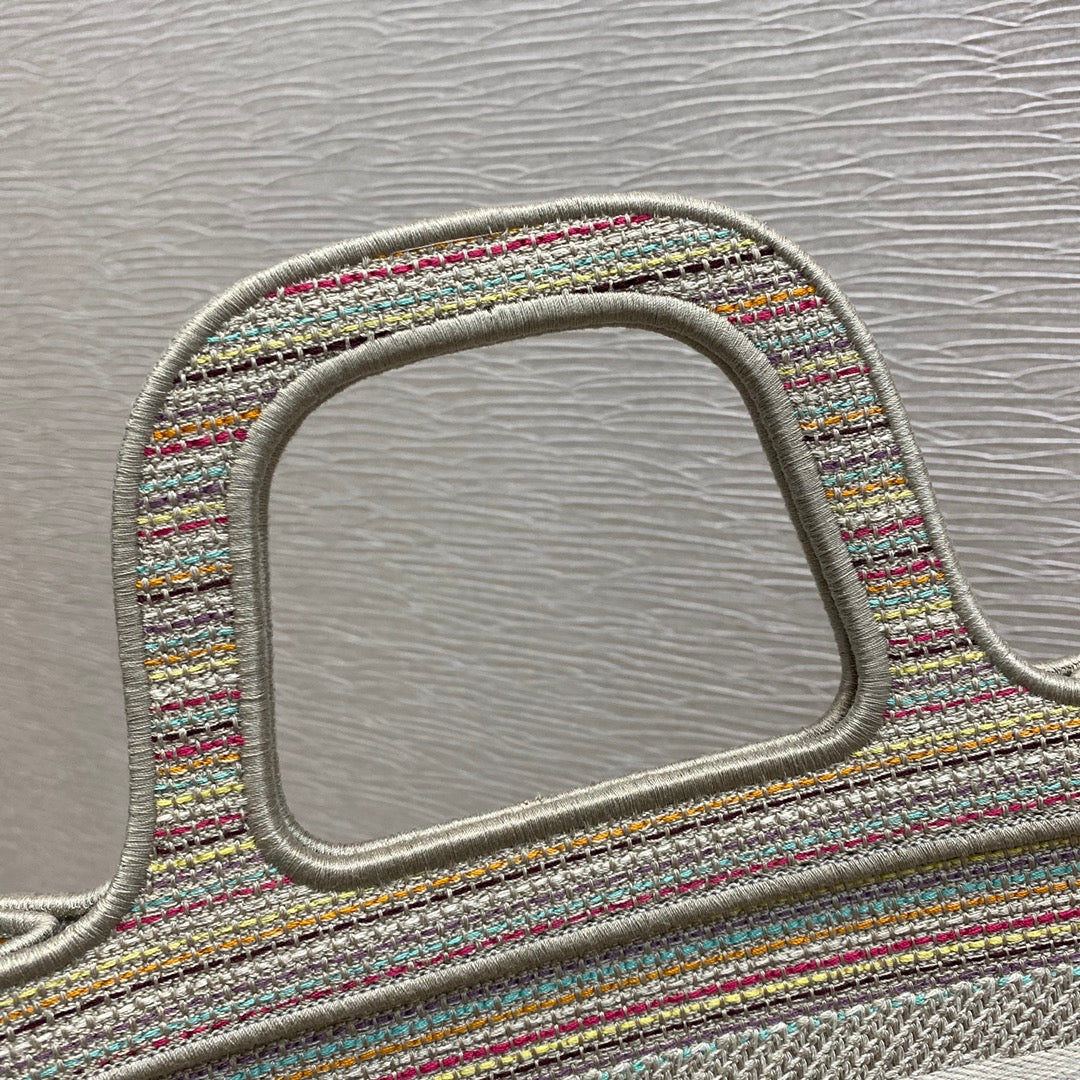 GLAMI Small Book Tote Bag Canvas Stripes Embroidery For Women 23cm/9in CD