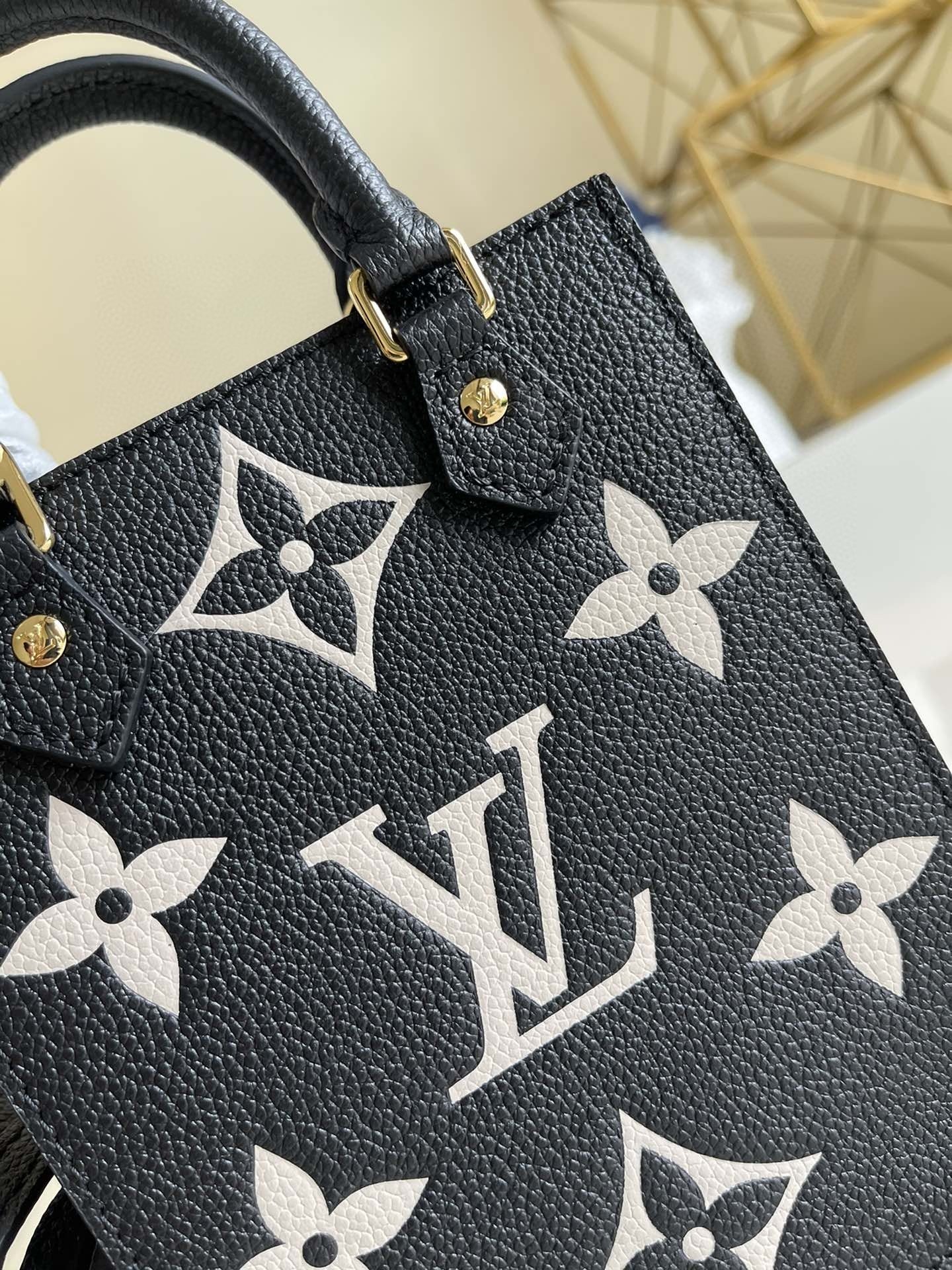 LV Petit Sac Plat Monogram Empreinte Black/Beige For Women, WomenÃ¢â‚¬â„¢s Handbags, Shoulder And Crossbody Bags 5.5in/14cm LV M81416