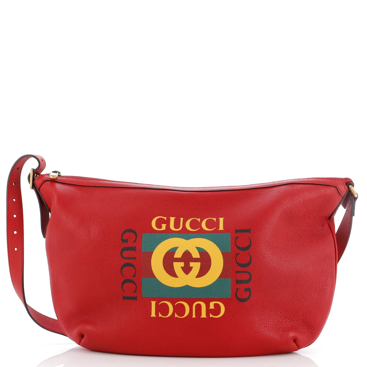 Logo Half-Moon Hobo Printed Leather